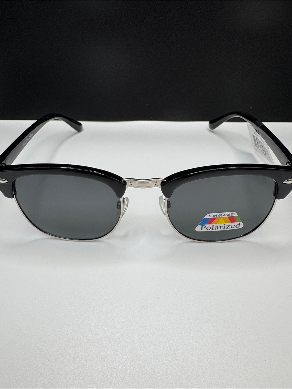 Classic Clubmaster-Style Polarized Sunglasses in Black - Picture 2 of 8
